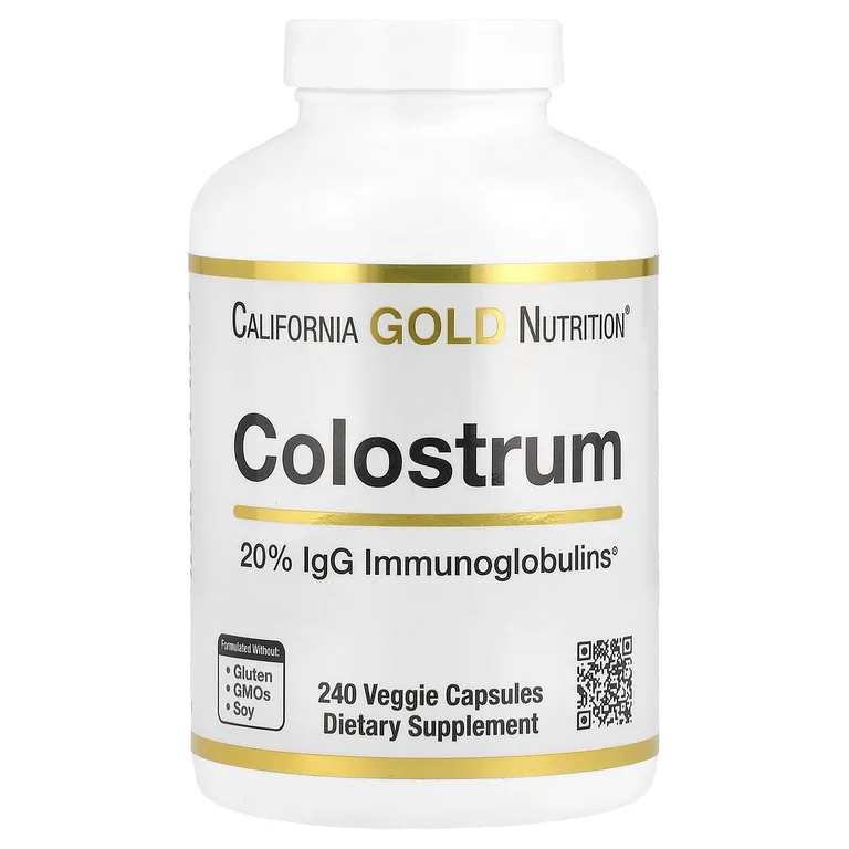 California Gold Nutrition, молозиво с 20% иммуноглобулинов IgG, 240 растительных капсул