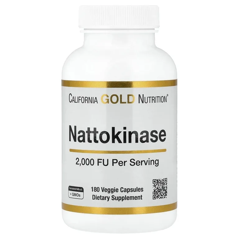 California Gold Nutrition, наттокиназа, протеолитический фермент, 2000 FU, 180 растительных капсул
