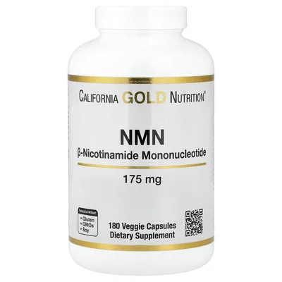 California Gold Nutrition, NMN, 175 мг, 180 растительных капсул