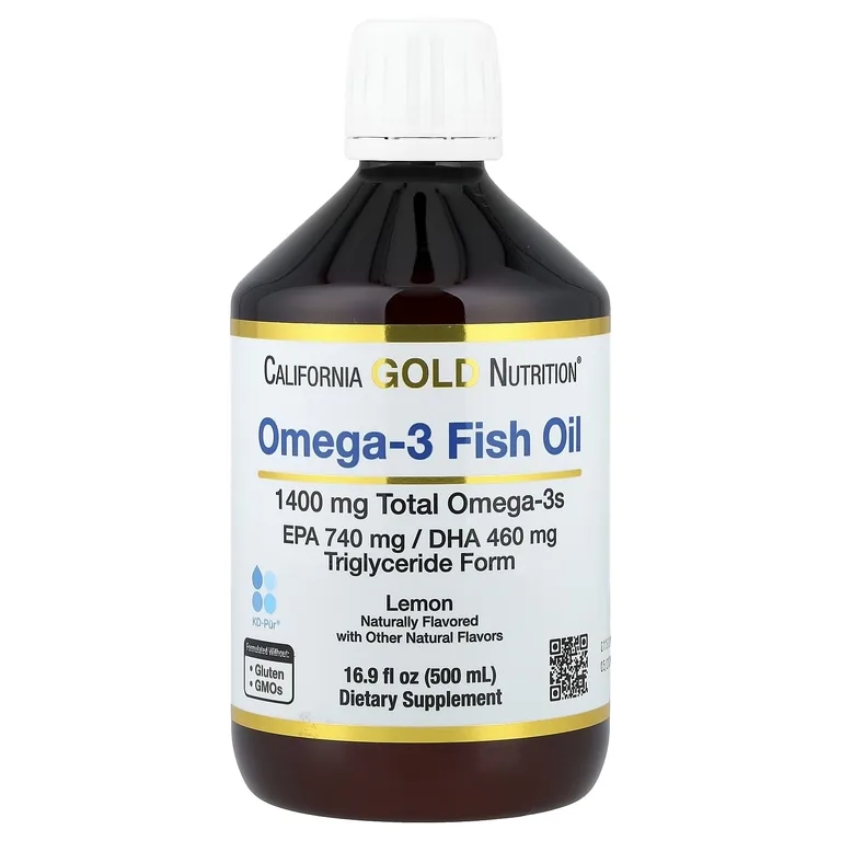 California Gold Nutrition, норвежский рыбий жир с омега-3, натуральный лимонный вкус, 500 мл (16,9 жидк. унции)