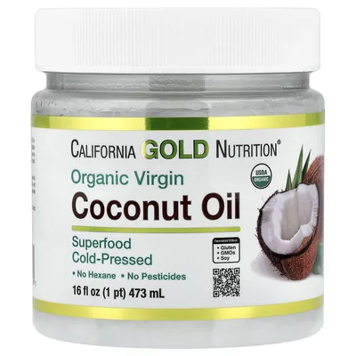 California Gold Nutrition, органическое нерафинированное кокосовое масло первого холодного отжима, 473 мл (16 жидк. унций)