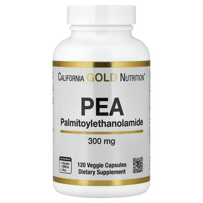 California Gold Nutrition, ПЭА (пальмитоилэтаноламид), 120 вегетарианских капсул (300 мг в 1 капсуле)