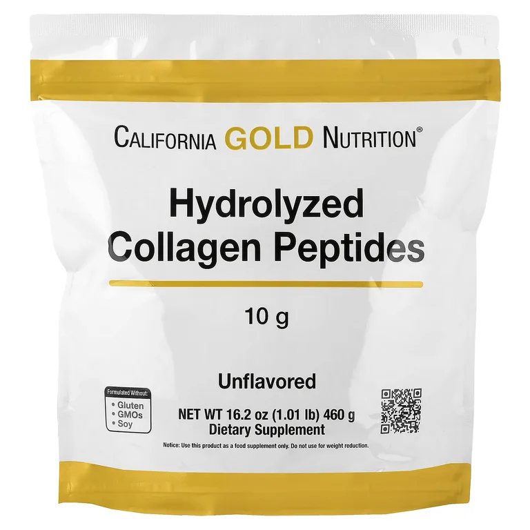 California Gold Nutrition, пептиды гидролизованного коллагена типов I и III, без добавок, 460 г