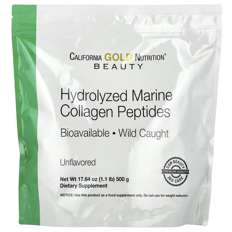 California Gold Nutrition, пептиды гидролизованного морского коллагена, без вкусовых добавок, 500 г (1,1 фунта)