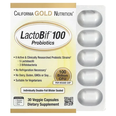 California Gold Nutrition, пробиотики, 100 млрд КОЕ, 30 растительных капсул
