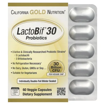 California Gold Nutrition, пробиотики, 30 млрд КОЕ, 60 растительных капсул