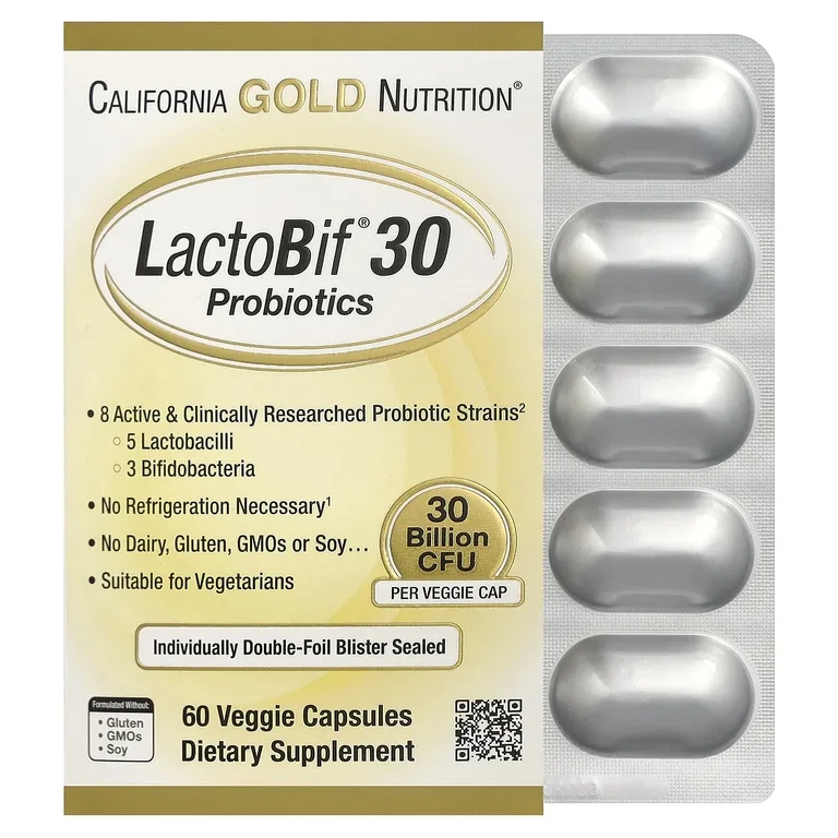 California Gold Nutrition, пробиотики, 30 млрд КОЕ, 60 растительных капсул