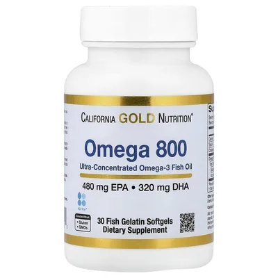California Gold Nutrition, рыбий жир с омега-3, в форме триглицеридов, 30 капсул из рыбьего желатина (1000 мг в 1 капсуле)