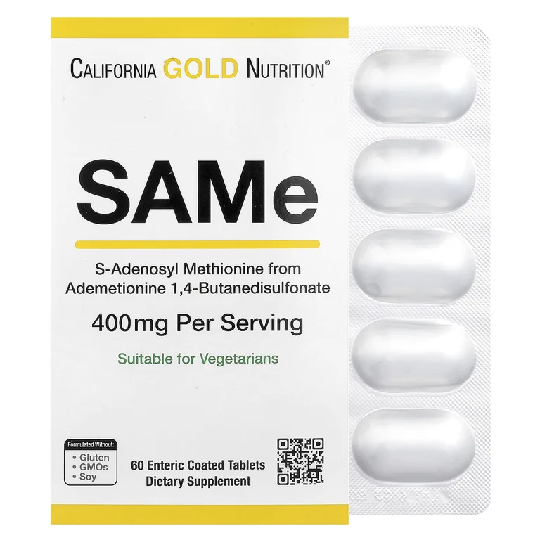 California Gold Nutrition, S-аденозилметионин, 400 мг, 60 таблеток, покрытых кишечнорастворимой оболочкой