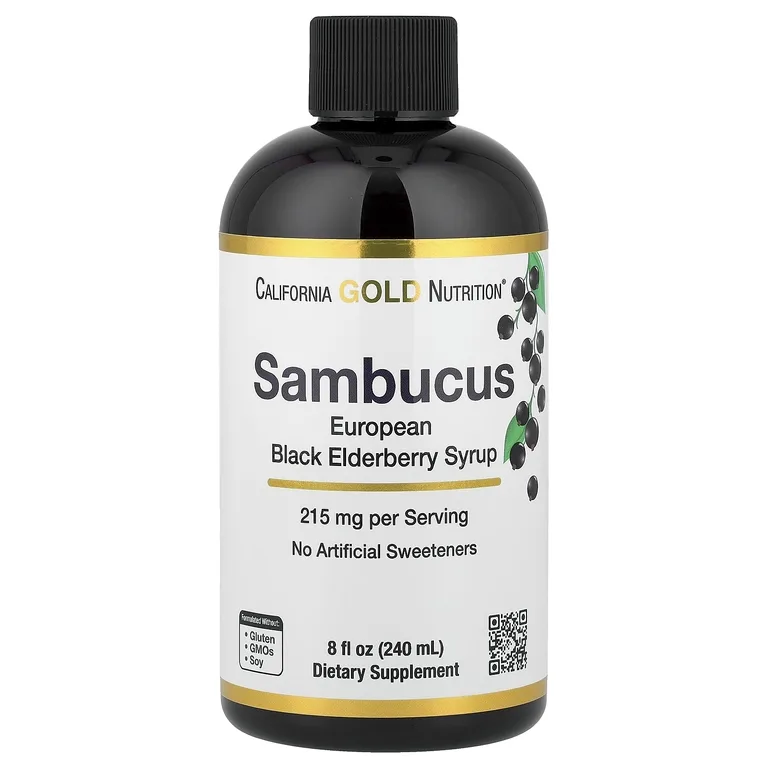 California Gold Nutrition, Sambucus, сироп из бузины для взрослых, 240 мл (8 жидк. унций)
