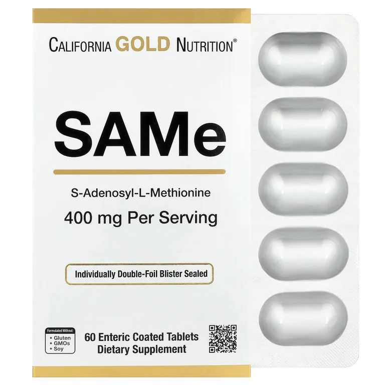 California Gold Nutrition, SAMe, дисульфат тозилат, 400 мг, 60 таблеток, покрытых кишечнорастворимой оболочкой
