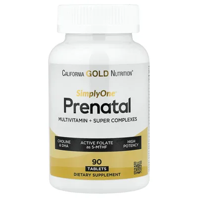 California Gold Nutrition, Simply One®, мультивитамины для беременных, с суперзеленью, специями, витамином A и фолатом, 90 таблеток