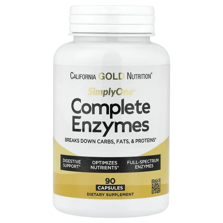 California Gold Nutrition, SimplyOne®, комплекс ферментов с бетаина гидрохлоридом, экстрактом жёлчи крупного рогатого скота, ферментами полного спектра и бромелаином, 90 капсул