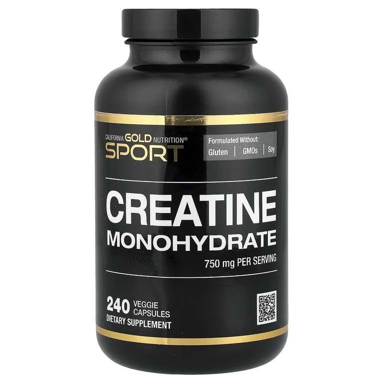 California Gold Nutrition, Sport, чистый моногидрат креатина, без вкусовых добавок, 750 мг, 240 растительных капсул