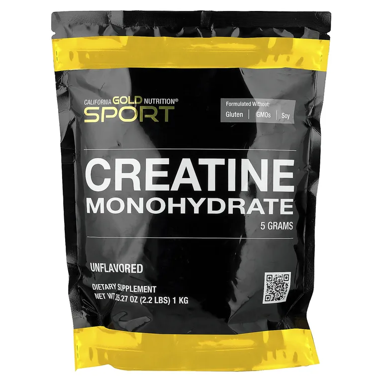 California Gold Nutrition, Sport, чистый моногидрат креатина, с нейтральным вкусом, 1 кг (2,2 фунта)
