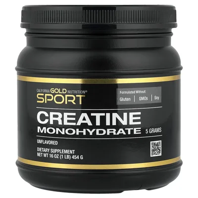 California Gold Nutrition, Спорт, чистый моногидрат креатина, с нейтральным вкусом, 454 г (1 фунт)