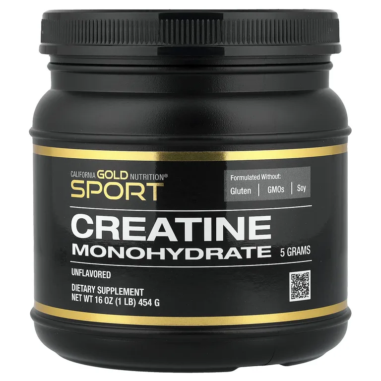 California Gold Nutrition, Спорт, чистый моногидрат креатина, с нейтральным вкусом, 454 г (1 фунт)