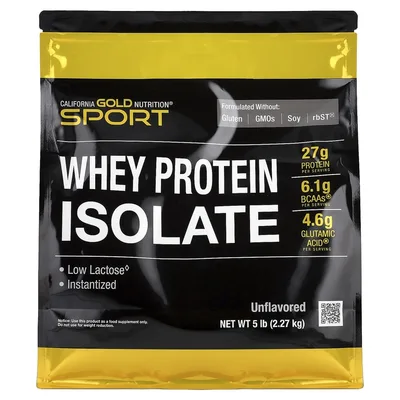 California Gold Nutrition, Спорт, изолят сывороточного протеина, без добавок, 2,27 кг (5 фунтов)