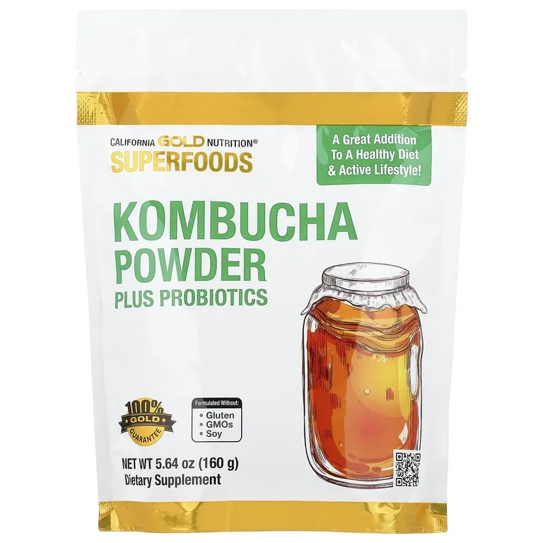 California Gold Nutrition, Superfoods, комбуча в порошке с ферментированным яблочным уксусом, растворимой клетчаткой тапиоки и пробиотиками, 160 г (5,64 унции)