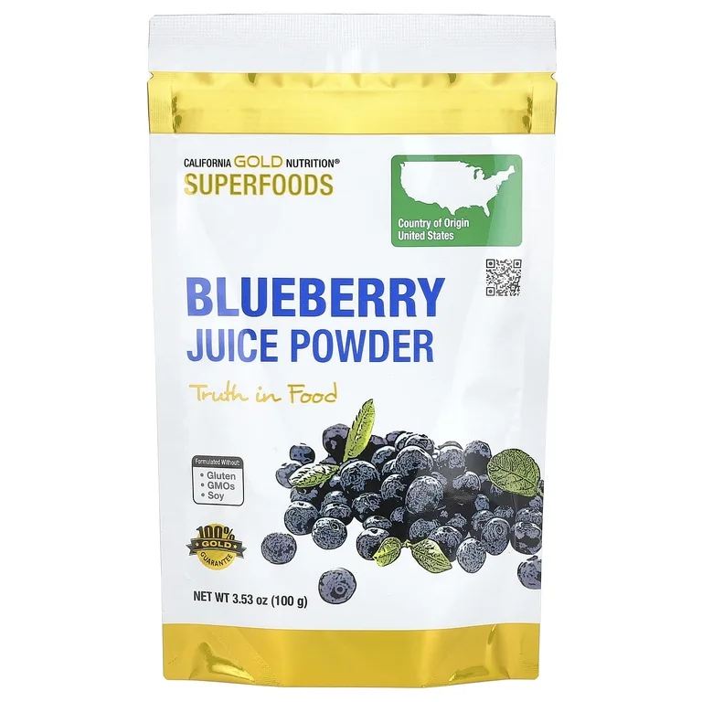 California Gold Nutrition, Superfoods, сок голубики в порошке, 100 г (3,53 унции)