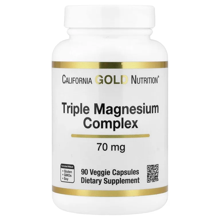 California Gold Nutrition, тройной комплекс магния, 70 мг, 90 растительных капсул