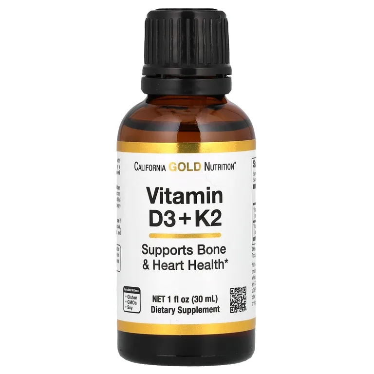 California Gold Nutrition, витамины D3 и K2 в виде MK4, 25 мкг (1000 МЕ), 30 мл (1 жидк. унция)
