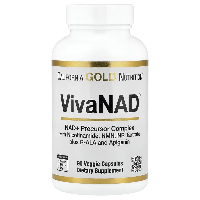 California Gold Nutrition, VivaNAD™, комплекс НАД с NMN и никотинамид рибозид тартратом, 90 растительных капсул