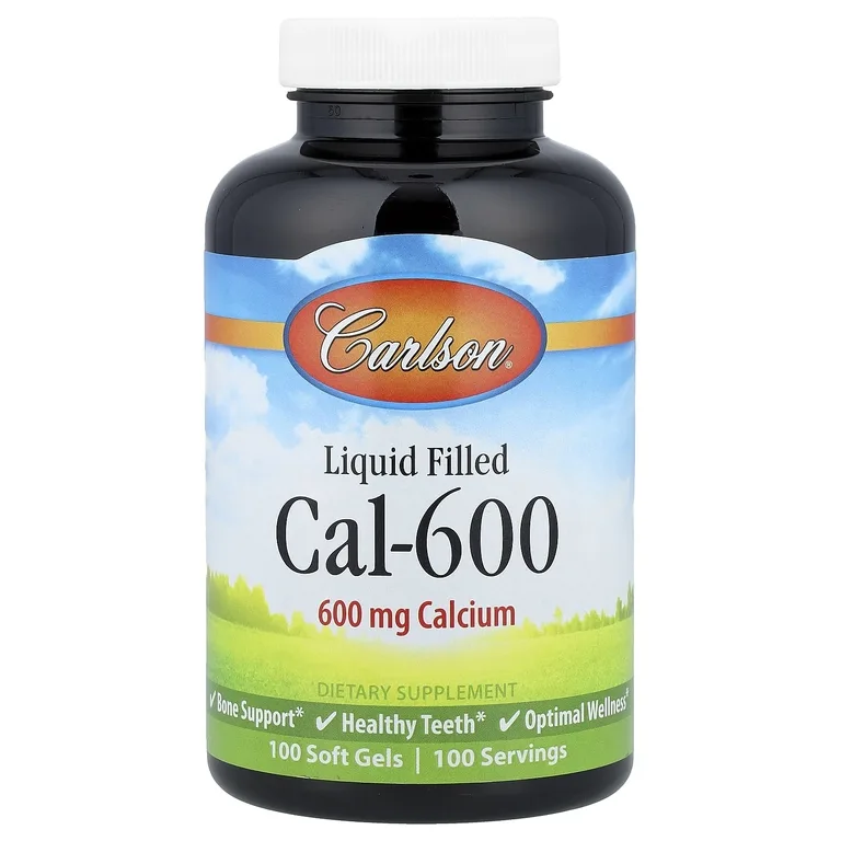 Carlson, Cal-600 с жидкостью, 600 мг, 100 мягких таблеток
