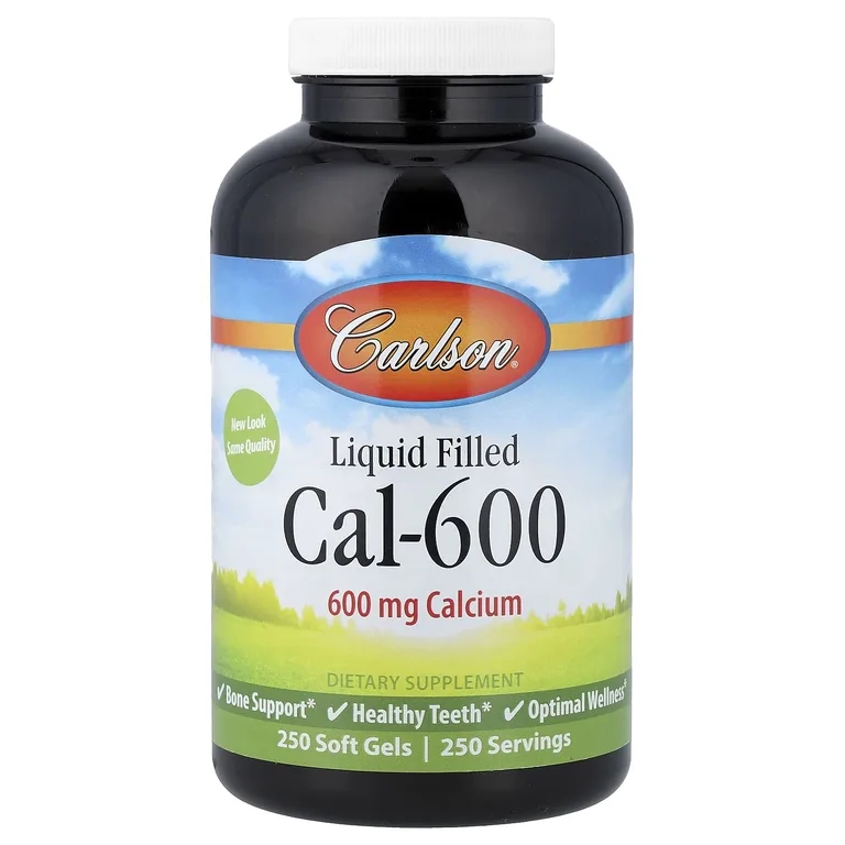 Carlson, Cal-600 с жидкостью, 600 мг, 250 мягких таблеток