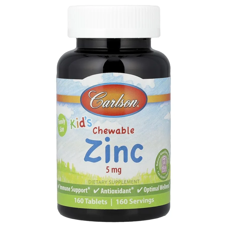 Carlson, Kid's Chewable Zinc, натуральная ягодная смесь, 5 мг, 160 таблеток