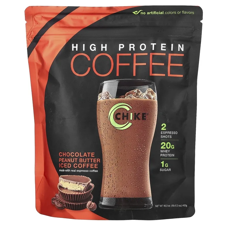 Chike Nutrition, Холодный кофе с высоким содержанием протеина, шоколад и арахисовая паста, 462 г (16,3 унции)