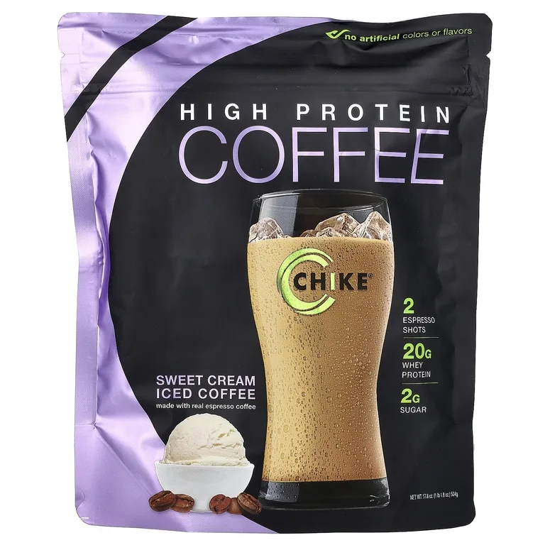 Chike Nutrition, Кофе со льдом с высоким содержанием белка, сладкие сливки, 1 фунт 1,8 унции (504 г)