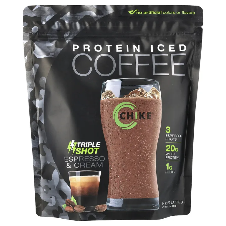 Chike Nutrition, протеиновый холодный кофе, тройная порция, эспрессо со сливками, 448 г (15,8 унции)