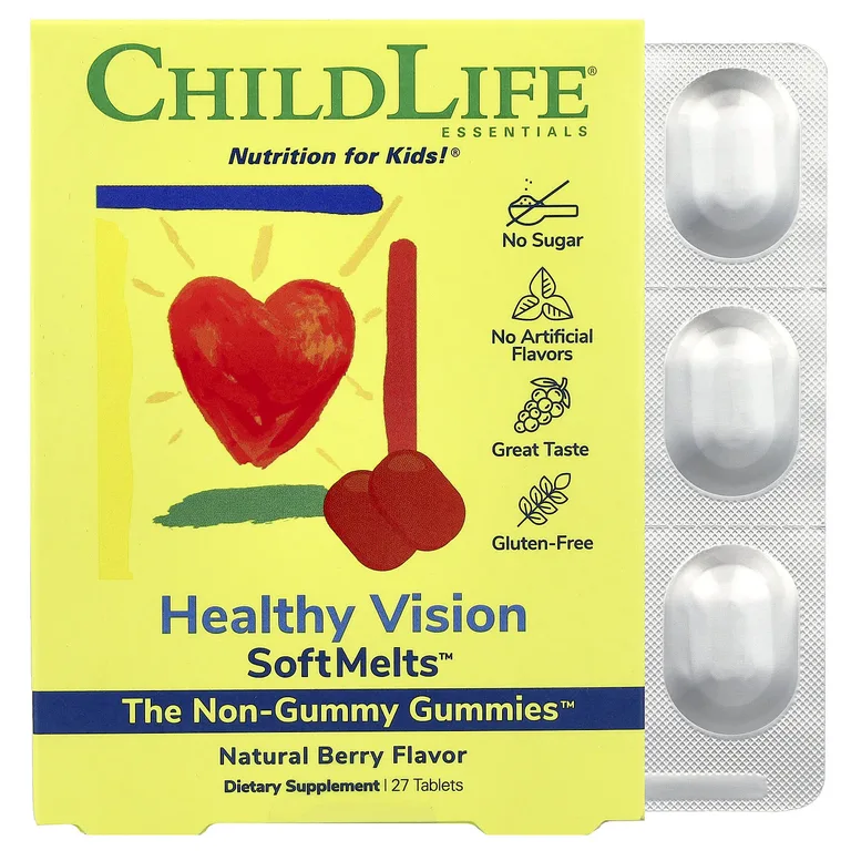 ChildLife Essentials, Healthy Vision SoftMelts, натуральный ягодный вкус, 27 таблеток