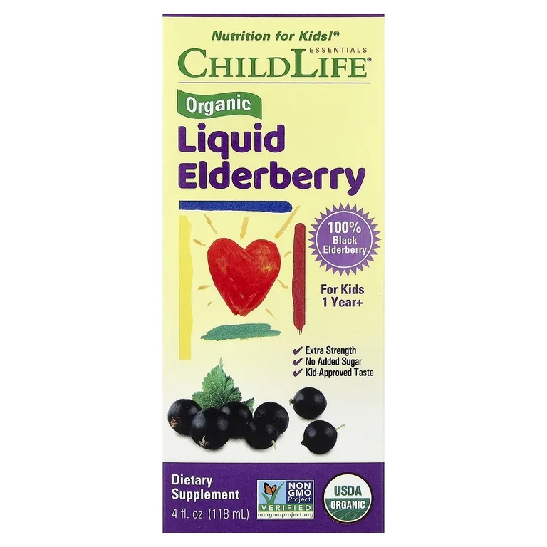 ChildLife Essentials, жидкая добавка с органической бузиной, для детей от 1 года, 118 мл (4 жидк. унции)