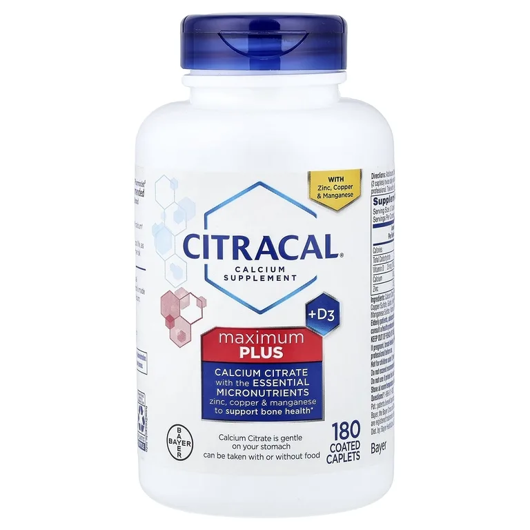 Citracal, Цитрат кальция с цинком, медью и марганцем для поддержки здоровья костей + витамин D3, 180 капсул в оболочке