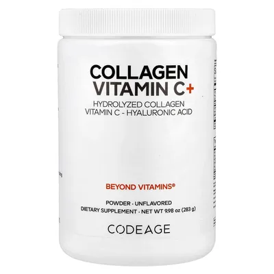Codeage, коллаген в порошке с витамином C, без добавок, 283 г (9,98 унции)