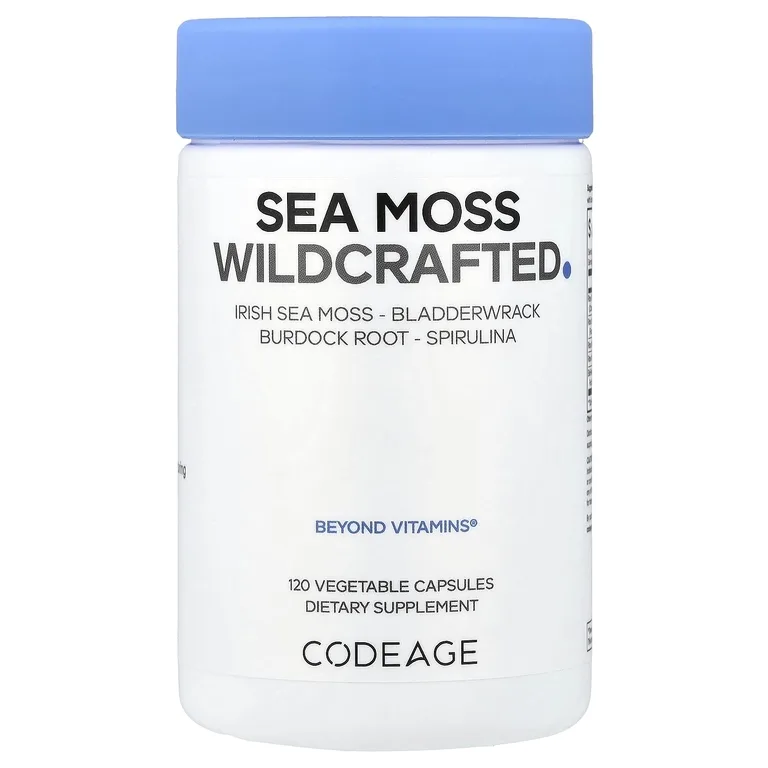 Codeage, морской мох, дикорастущий, 120 растительных капсул