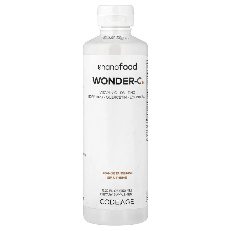 Codeage, Nanofood, Wonder-C, добавка с витамином C, со вкусом апельсина и мандарина, 450 мл (15,22 жидк. унции)