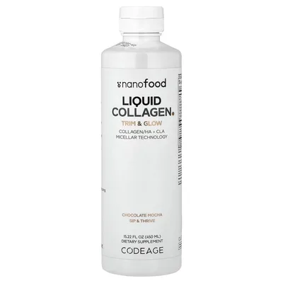 Codeage, Nanofood, жидкий коллаген, Trim & Glow, шоколад и мокко, 450 мл (15,22 жидк. унции)