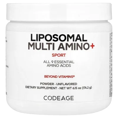 Codeage, Sport, Liposomal Multi Amino+, комплекс липосомальных аминокислот в порошке, без добавок, 174,2 г (6,15 унции)