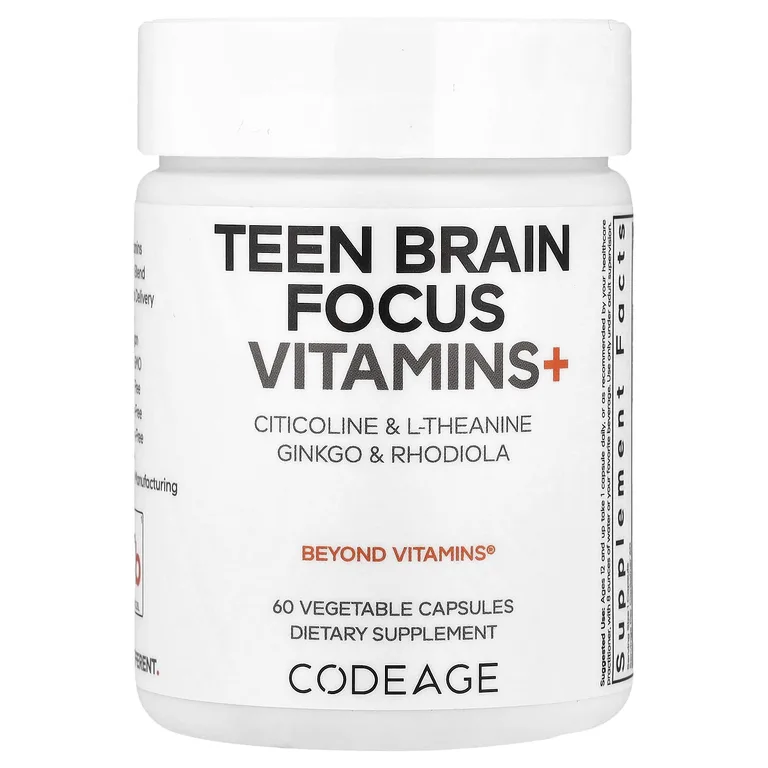 Codeage, Teen Brain Focus Vitamins +, 60 растительных капсул