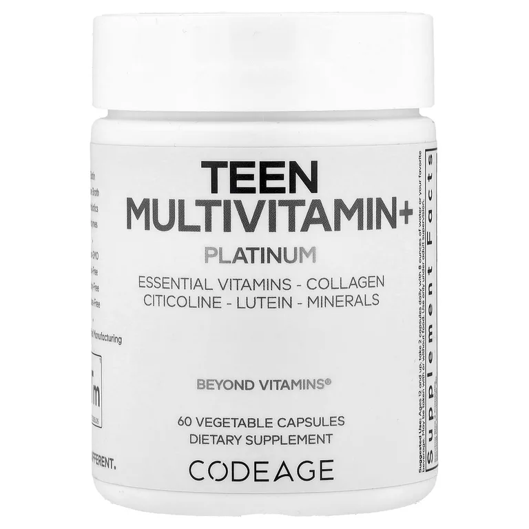 Codeage, Teen Multivitamin+, Platinum, 60 растительных капсул