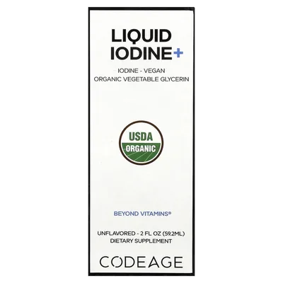 Codeage, жидкий йод+, с нейтральным вкусом, 59,2 мл (2 жидк. унции)