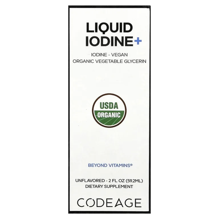 Codeage, жидкий йод+, с нейтральным вкусом, 59,2 мл (2 жидк. унции)