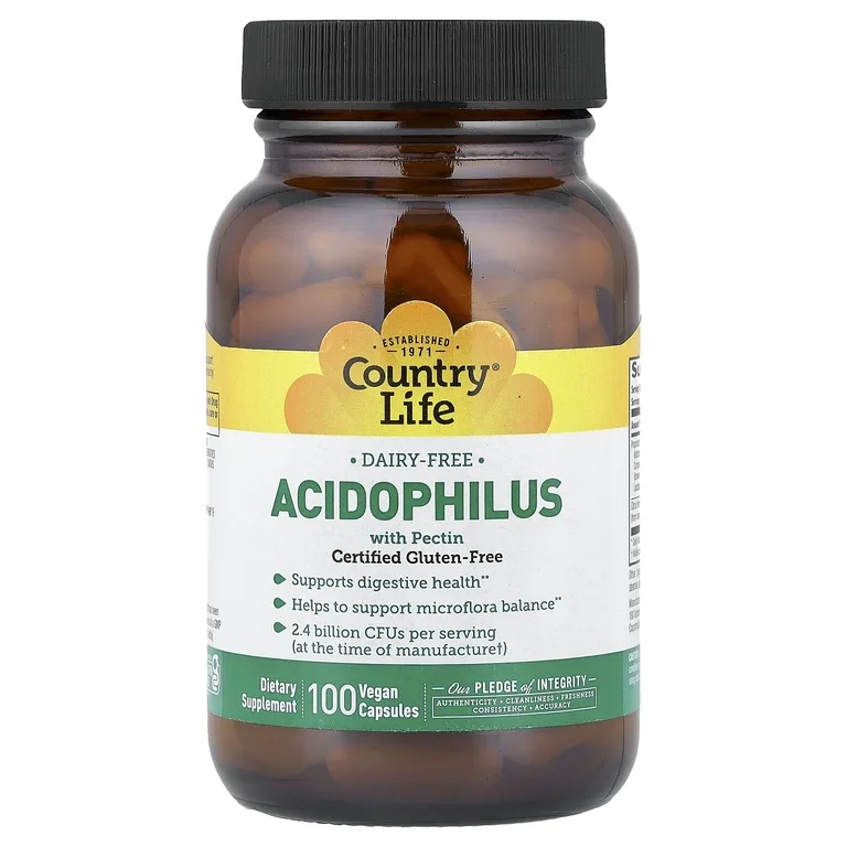 Country Life, Acidophilus с пектином, 100 веганских капсул