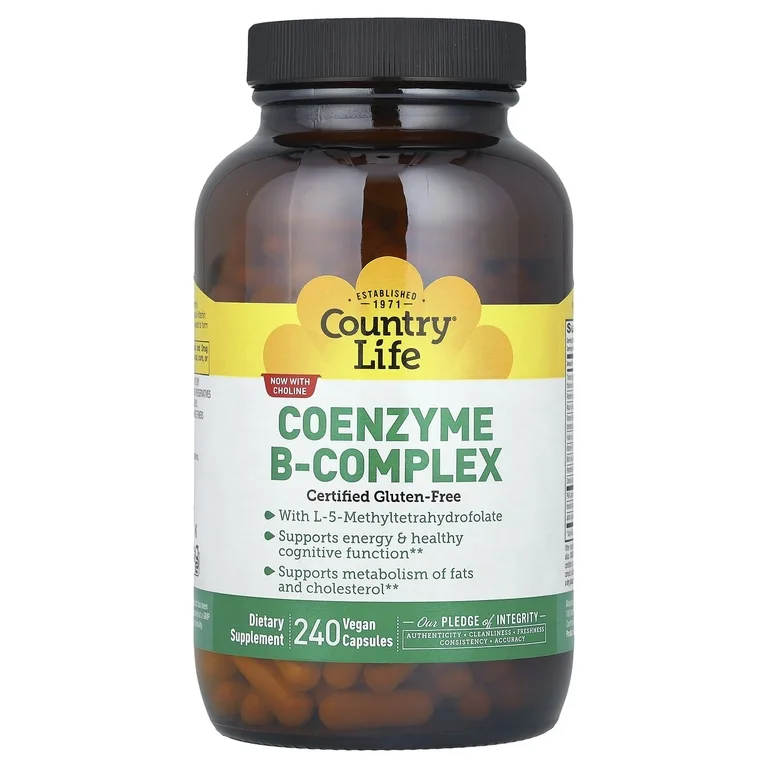 Country Life, коэнзимный комплекс витаминов группы B, 240 веганских капсул