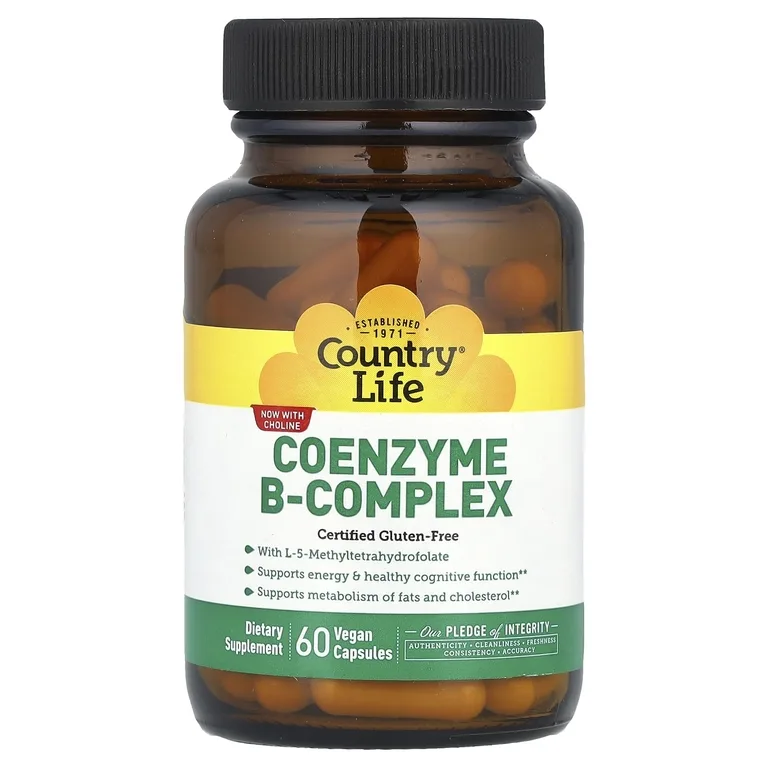 Country Life, комплекс коэнзимов группы B, 60 вегетарианских капсул