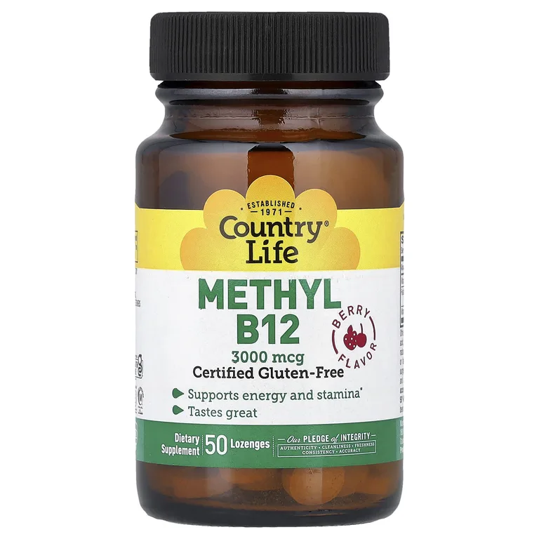 Country Life, метил B12, с ягодным вкусом, 50 пастилок