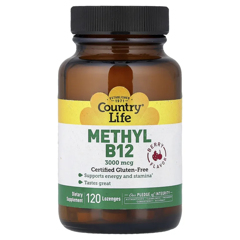 Country Life, метиловый витамин B12, ягоды, 120 пастилок